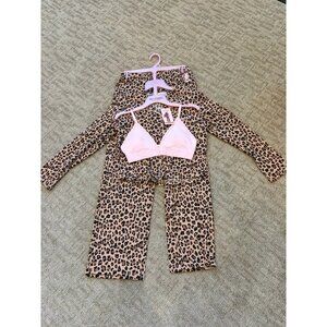 NWT Cheetah Juicy Couture Velour 3pc Pajama Set M